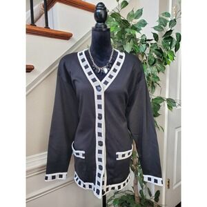 August Max Women Black Cotton Long Sleeve Buttons Front Cardigan Sweater Size 2X